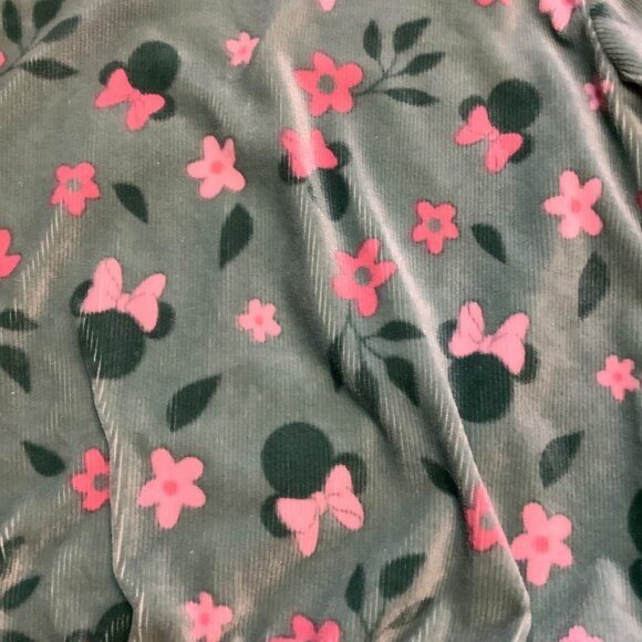 Disney Minnie Mouse Toddler Long Sleeve Top 3T Green Pink Floral Print Corduroy - Picture 4 of 9